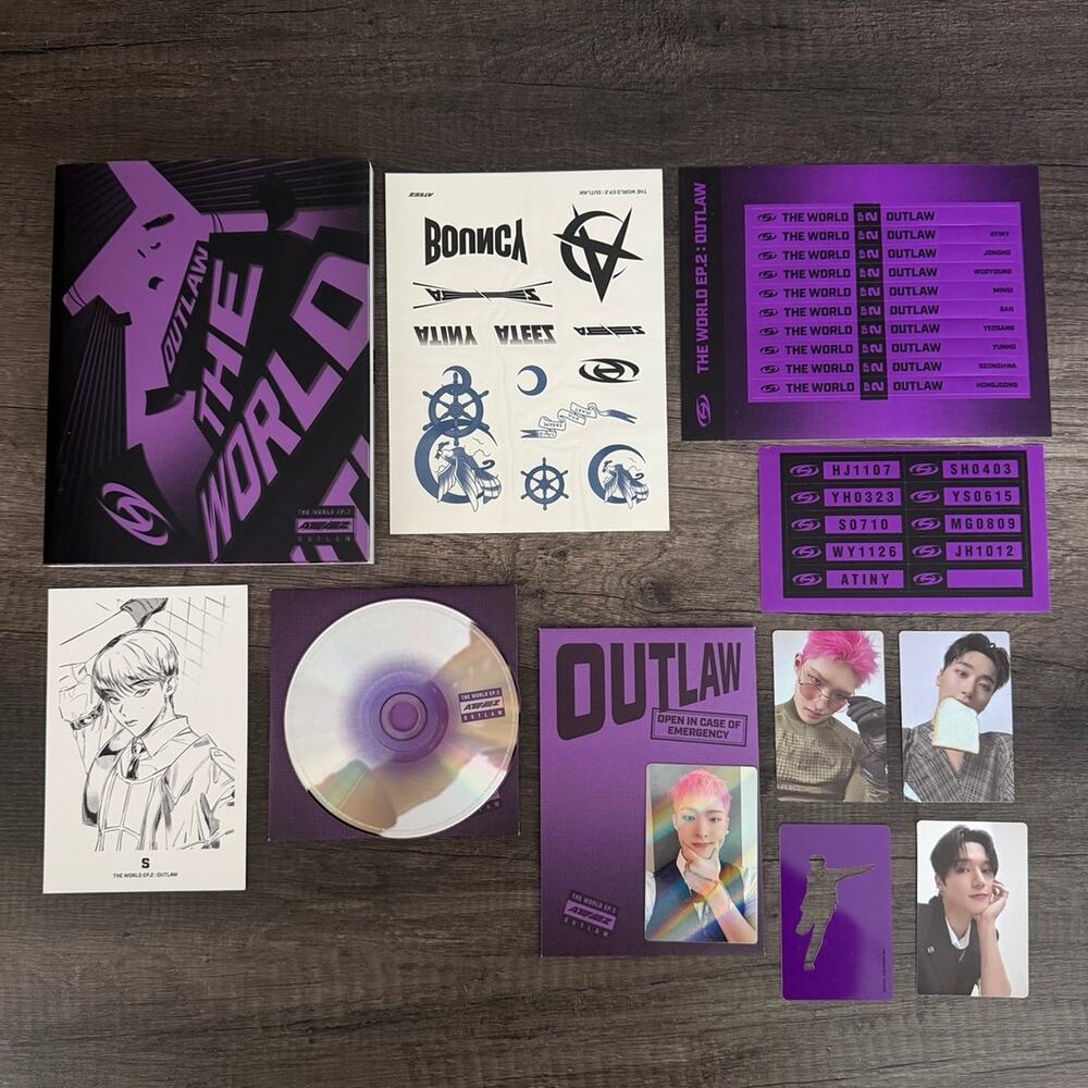 ATEEZ THE WORLD EP.2 OUTLAW A Ver. Album w/ 3 PCs CD & Inclusions Official